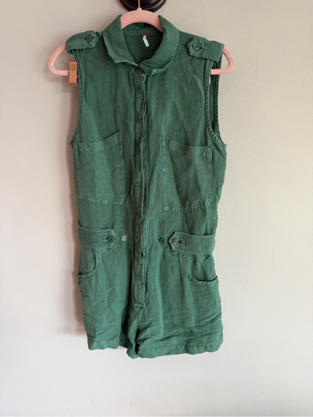 YFB Young Fabulous & Broke Olive Green Sleeveless Utility Romper Size XS